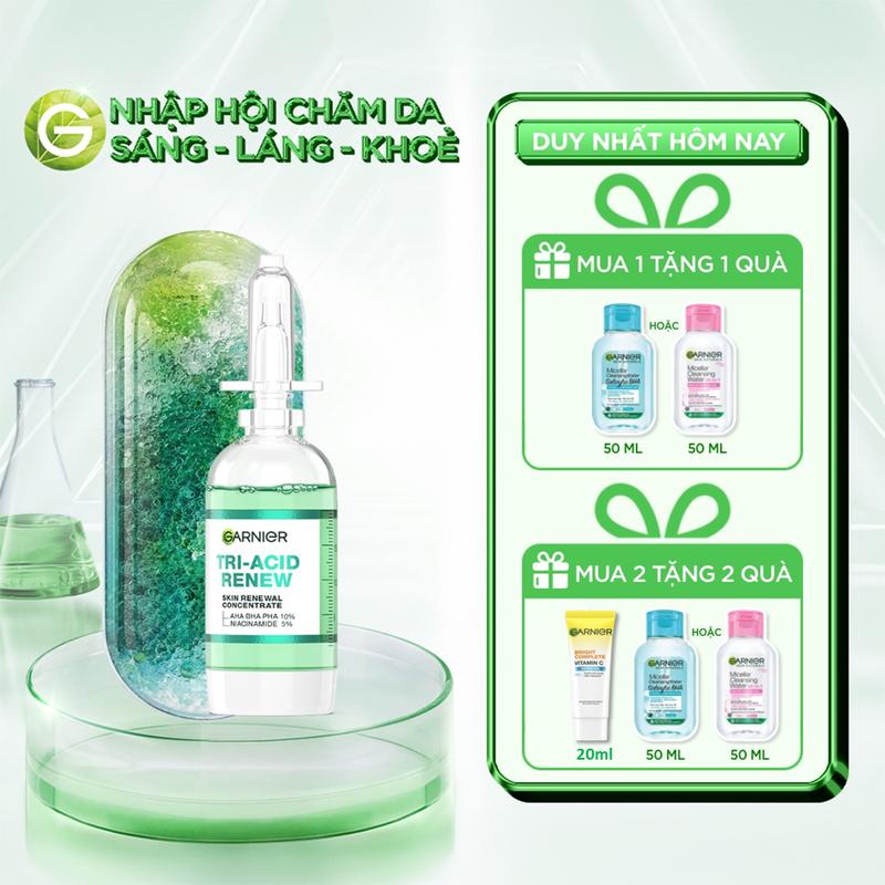 Serum thế hệ mới 15% [PHA,AHA BHA ,NIACINAMIDE] giúp da trông sáng hơn láng hơn khỏe hơn -  Garnier Tri-Acid Serum 20ml