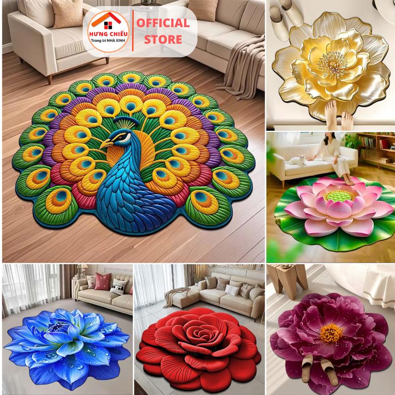 Thảm tròn bali đường kính 1m và 60cm nhiều họa tiết lựa chọn ED03