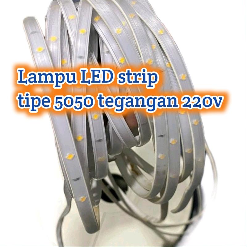 Lampu LED Strip Tipe 5050 Tegangan 220V Terang dan Elastis lampu seribu bintang dekorasi led strips light lampu cafe tempat  lampu  lampu plafon pitingan  lampu Plastik 0