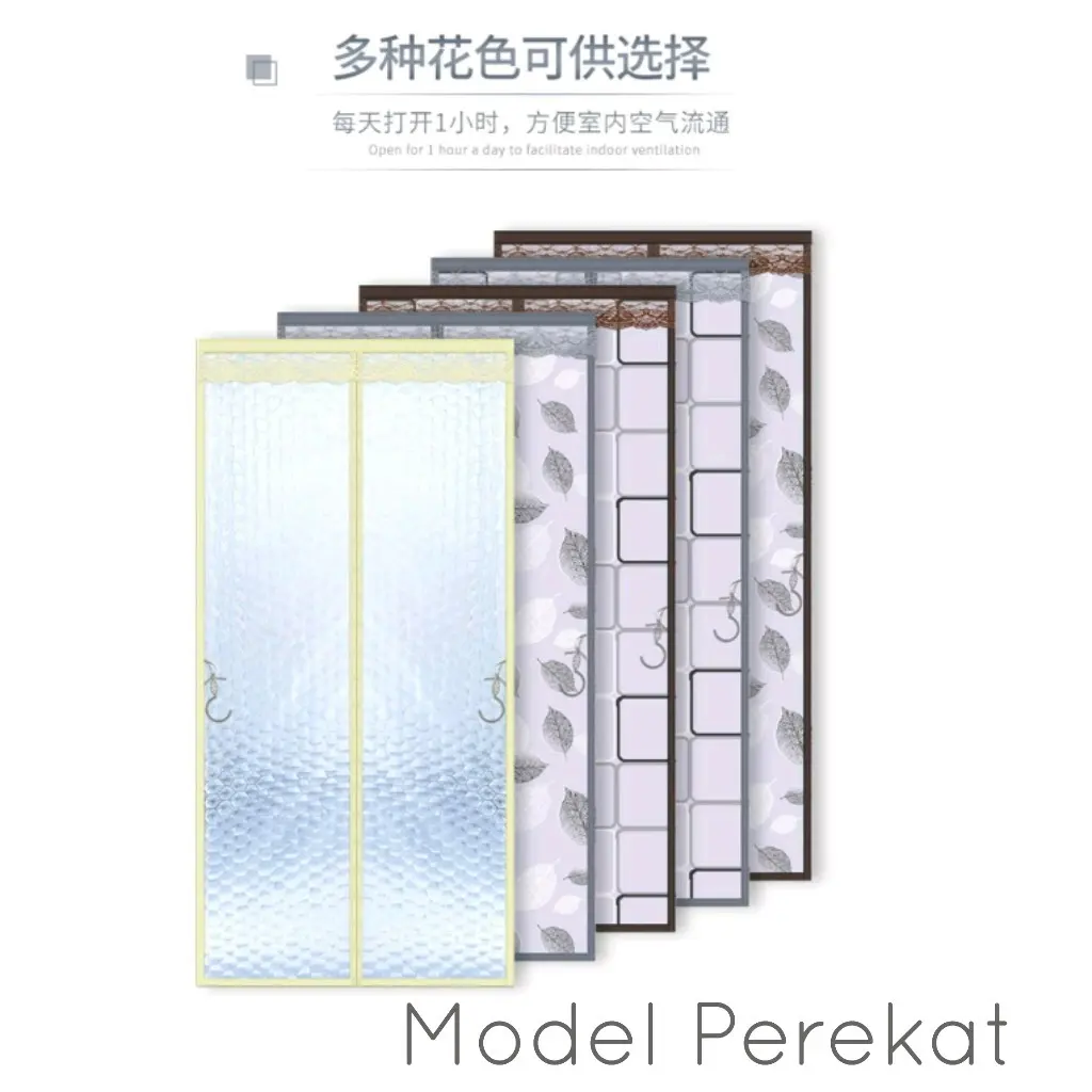 Langsung Tempel Tirai Pintu Magnet Khusus Ruang AC/Dapur/Toilet Bahan PVC Tebal Uk.90x210cm