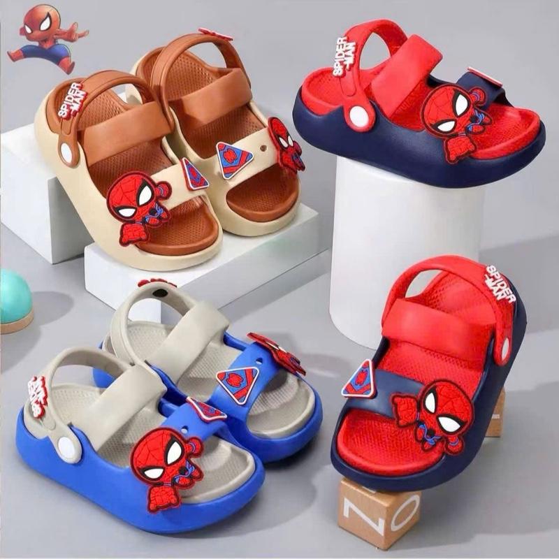 Dép bánh mì giày cho bé trai dạng 2 quai cho bé trai- mùa hè mát mẽ hình siêu nhân nhện có quai sau siêu nhẹ