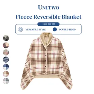 UNITWO HOME [JAKET SELIMUT]- Fleece Reversible Blanket  | Selimut 2 in 1 Multifungsi, Lembut, Ringan, Hangat, Stylish, Nyaman