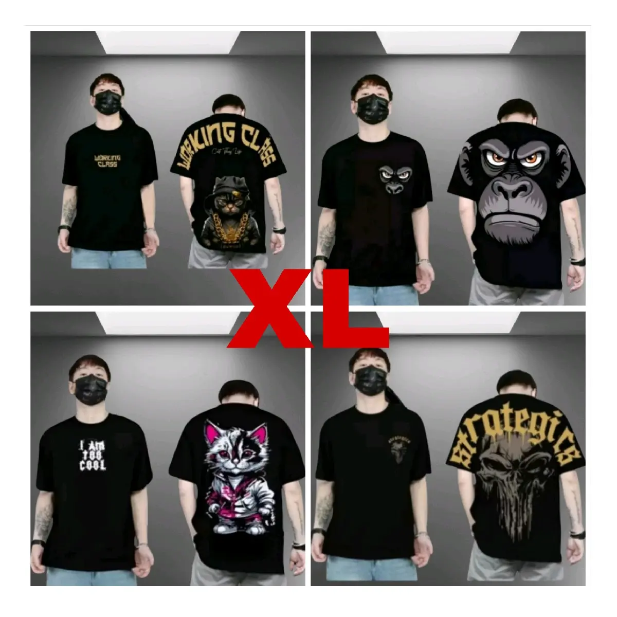 XL Kaos Distro Pria T-Shirt Atasan Oblong Cowok Lengan Pendek Dewasa 01