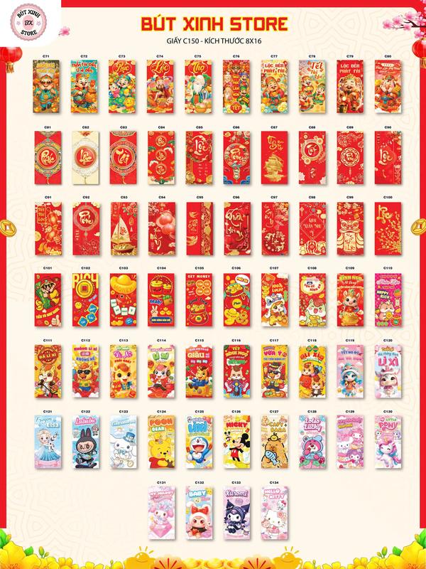  Sấp 10 Bao lì xì Tết Bính Ngọ May Mắn 2026 Chọn Mẫu 
