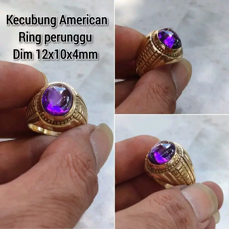 cincin batu akik kecubung American ring perunggu