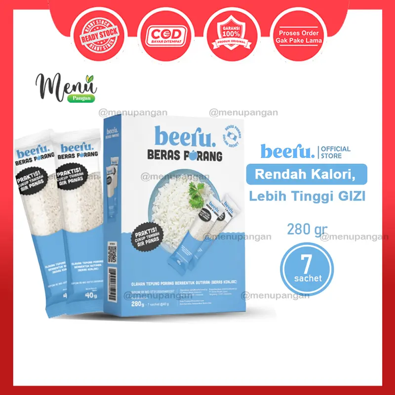 Beeru BERAS PORANG 7 Sachet (1 Saset isi 40gr) Low Kalori Rendah Gula Praktis Tinggal Seduh 0