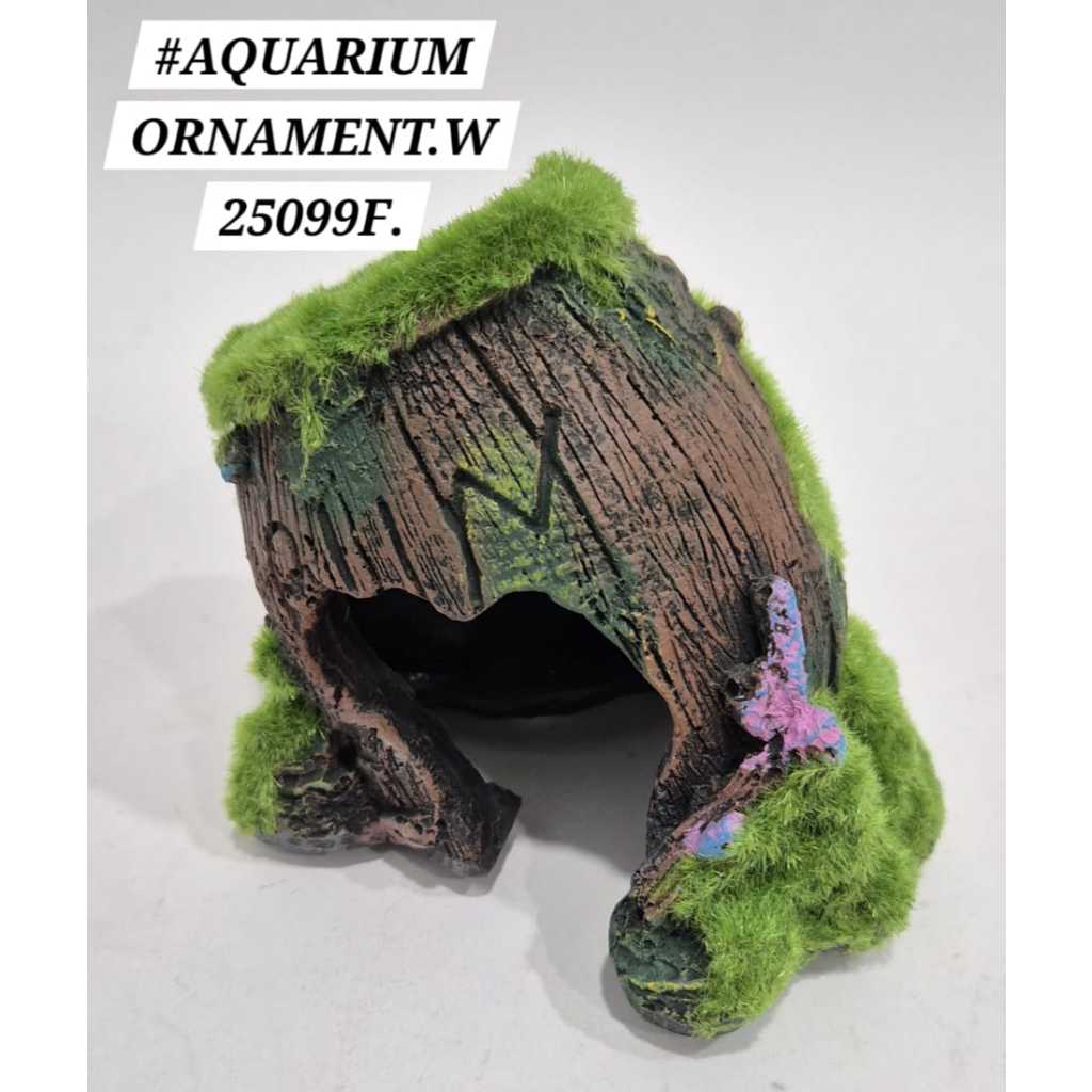 W25099F Barrel Aquarium Ornament Fish Deco Decoration Hiasan Ikan Tank Wooden Bucket Akuarium