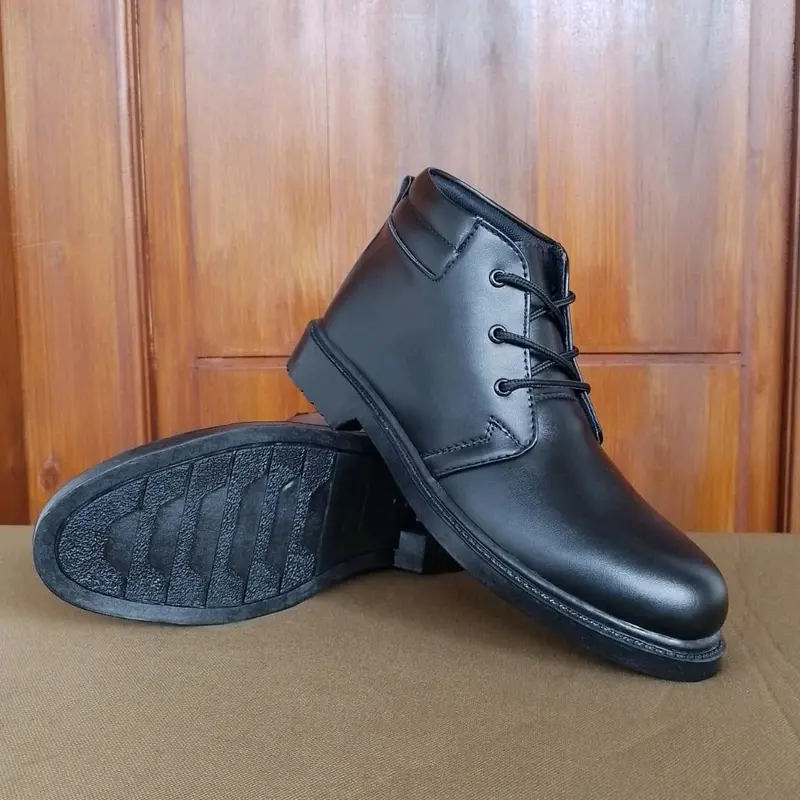 Sepatu Pdh Kerja Pria Formal Tali 3 Busa Hitam Dop Dinas Kantoran Dan Lapangan Security Polisi ASN PNS TNI Polri instansi Resmi Murah Berkualitas dan Antiselip Pantofel Shoes Karet 5