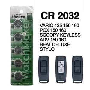 Baterai Remot CR 2032 Motor PCX 150/160 Vario 160 Scoopy ADV Beat Stylo Kode CR2032 Lithium 3V 1pcs