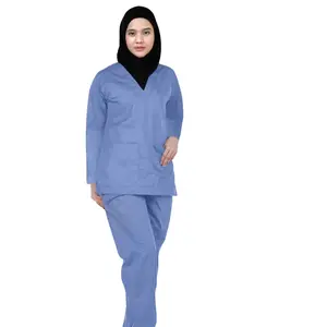 Doctor's Scrub / Set Baju Celana Jaga OKA OK Perawat/Dokter Lengan Panjang Seragam Kerja Wanita Katun Blazer