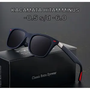Kacamata Hitam Minus untuk Pria dan Wanita anti UV 2022 Trendy Fashion Korea Retro Sunglasses Minus -0.50 sampai -6 Kacamatatermurah