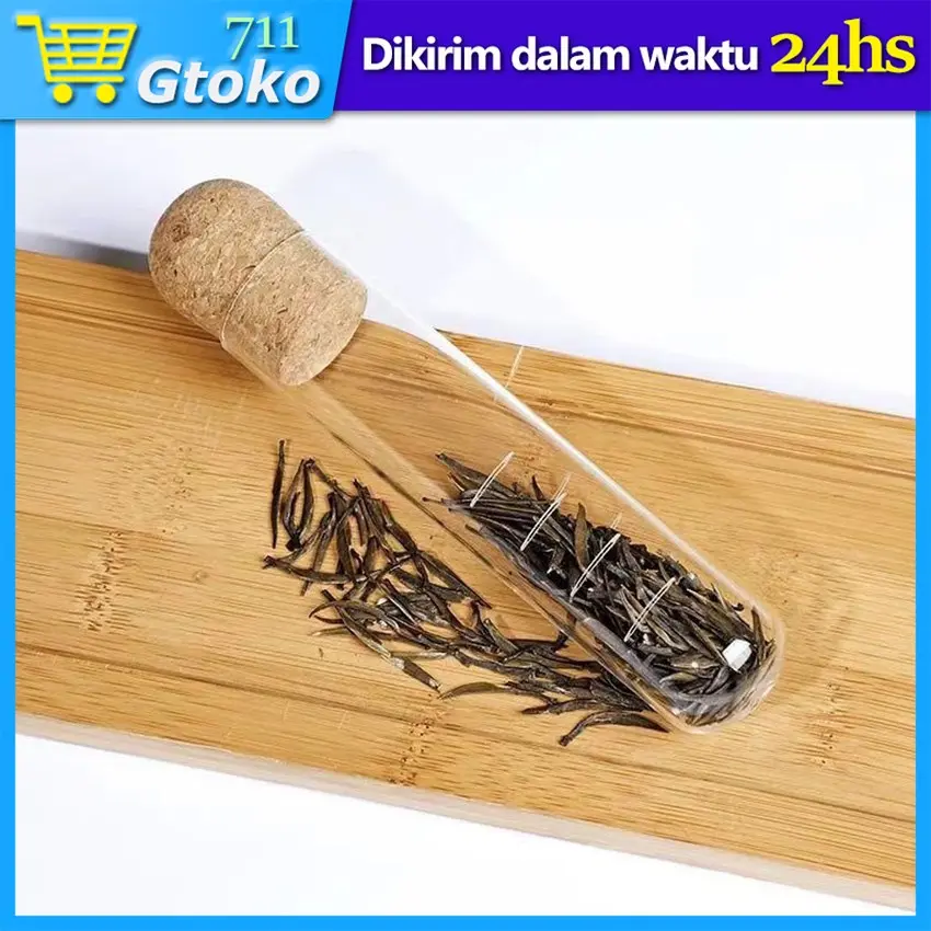 Tea Tube Strainer Glass Cork Saringan Teh Infuser Kaca Portable Tempat Penyaring Teh Loose Leaf Green Tea Bag