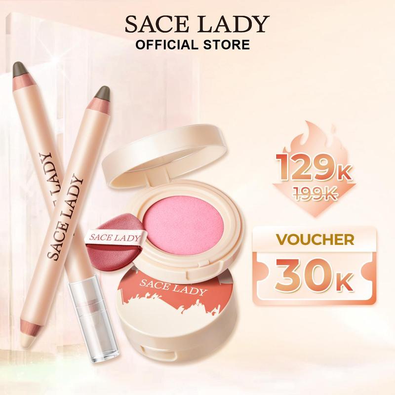 [LIVE]Phấn má hồng SACE LADY BB Cushion, Kết cấu mịn + Phấn bắt sáng tạo khối hai đầu, Bộ trang điểm mặt