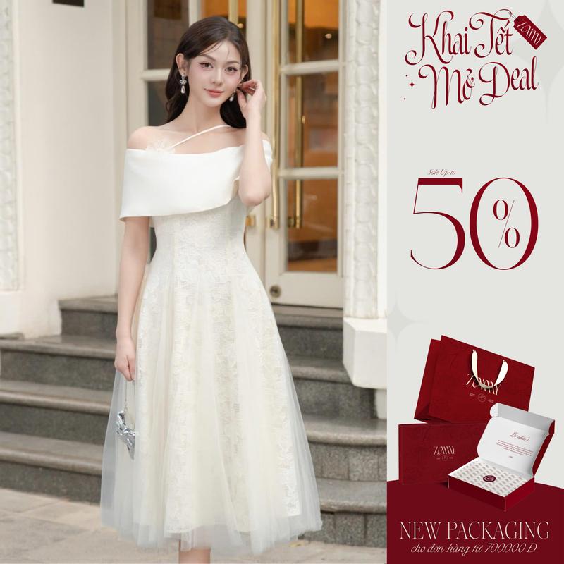  ZAMYSHOP - Váy TK zen phối voan dáng dài nữ tiểu thư dịu dàng thanh lịch diện đi tiệc đi chơi xinh 