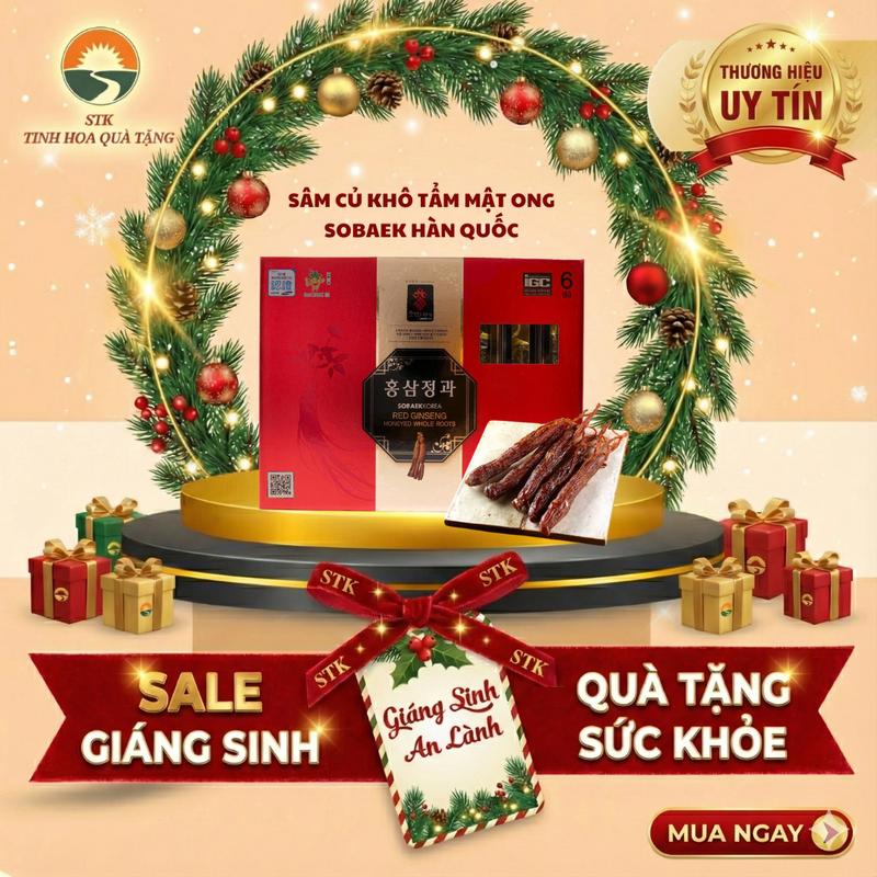  Sâm củ khô tẩm mật ong SOBAEK Hàn Quốc – Hộp 300g - Được sản xuất từ những củ nhân sâm 6 năm tuổi 