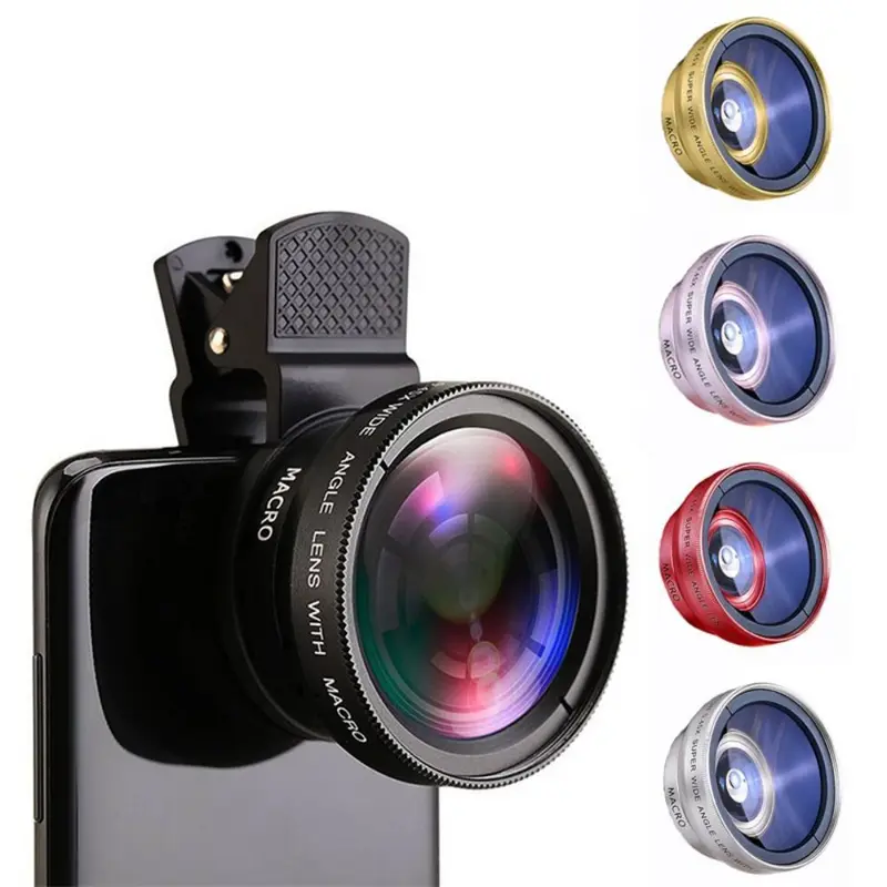 Phụ Kiện Ống Kính Điện Thoại Di Động 2 Trong 1 0,45x 49uv Kẹp Ống Kính 37Mm Ống Kính Góc Siêu Rộng + Ống Kính Macro HD Dành Cho iPhone Và Android 0