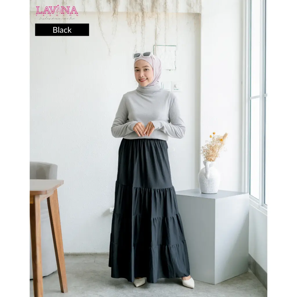 Lavina VB110 | Nala Skirt Rok Panjang Wanita Rok Canda Susun Premium Bahan Hyget Super All Size