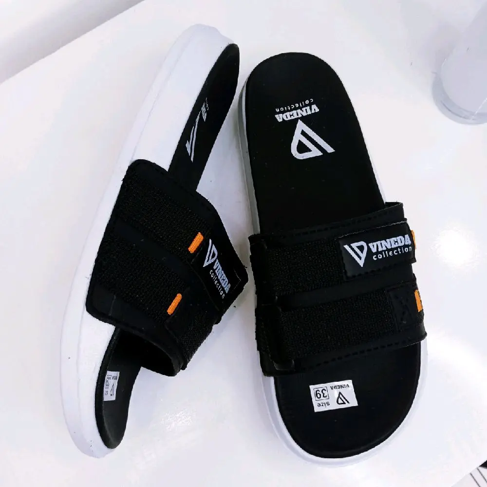 VINEDA SANDAL SLOP PRIA WANITA HITAM PUTIH KEREN
