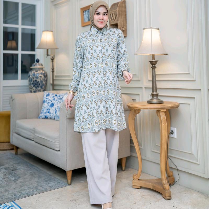tunik crespo import motif abstrak Atasan 3