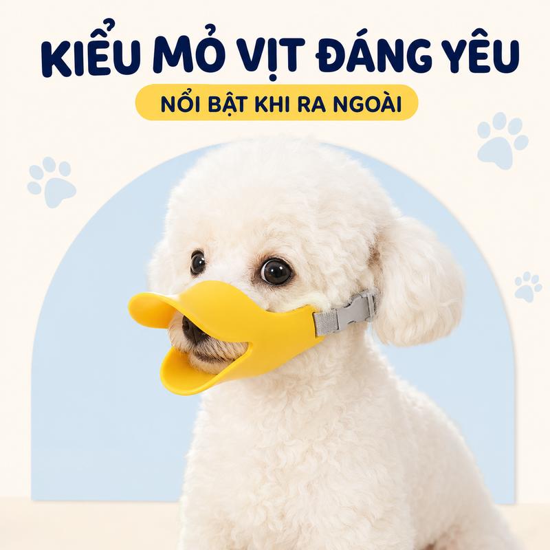 Rọ Mõm Mỏ Vịt Cho Chó Bằng Silicon Dẻo, Hạn Chế Cắn Và Ăn Linh Tinh, Quai Đeo Có Thể Điều Chỉnh, Dùng Khi Đi Dạo Size S/M/L