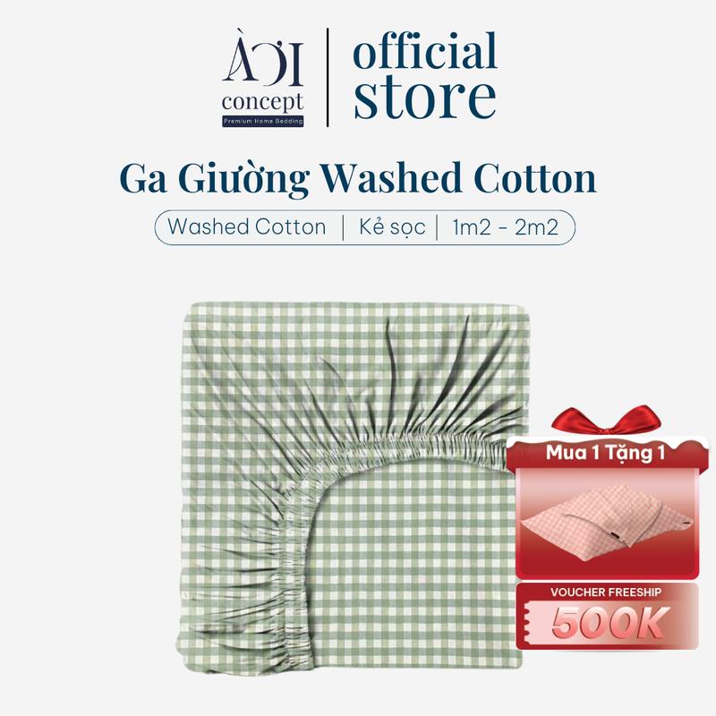  Ga Giường Washed Cotton Bo Chun Cao Cấp AOICONCEPT Đủ Size Nhiều Màu và Hoạ Tiết Mềm Thoáng Mát Home Bedding 