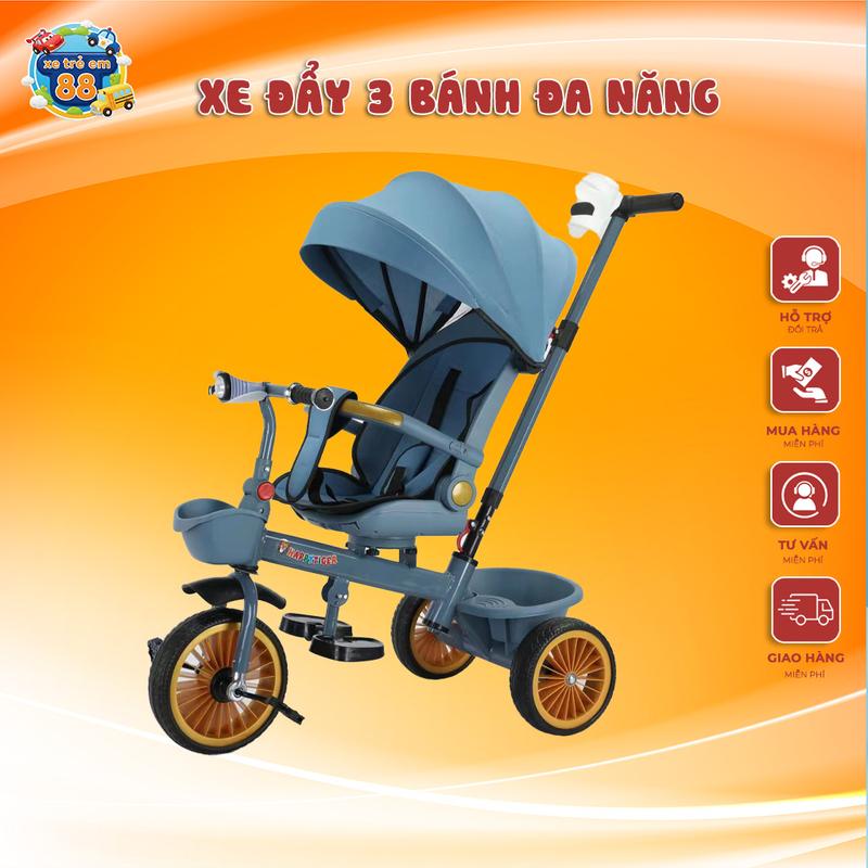 Xe Đẩy 3 Bánh Đa Năng Cho Bé Từ 3 Tháng Tuổi Mã 066 hợp kim nhôm đen cao cấp Black Xe đẩy nhỏ gọn