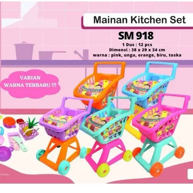 MAINAN ANAK TROLY BELANJA ISI MASAK MASAKAN