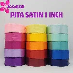 PITA SATIN 1 INCH (2.5 CM) / PITA SATIN WARNA / 20 YARDS PER-ROLL /Pita Kado/ Pita untuk Hadiah