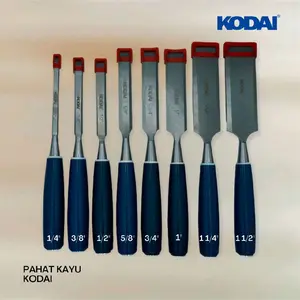 KODAI Pahat Kayu Seri 1/4" hingga 11/2" dengan Pegangan Biru dan Ujung Merah untuk Kerajinan Kayu