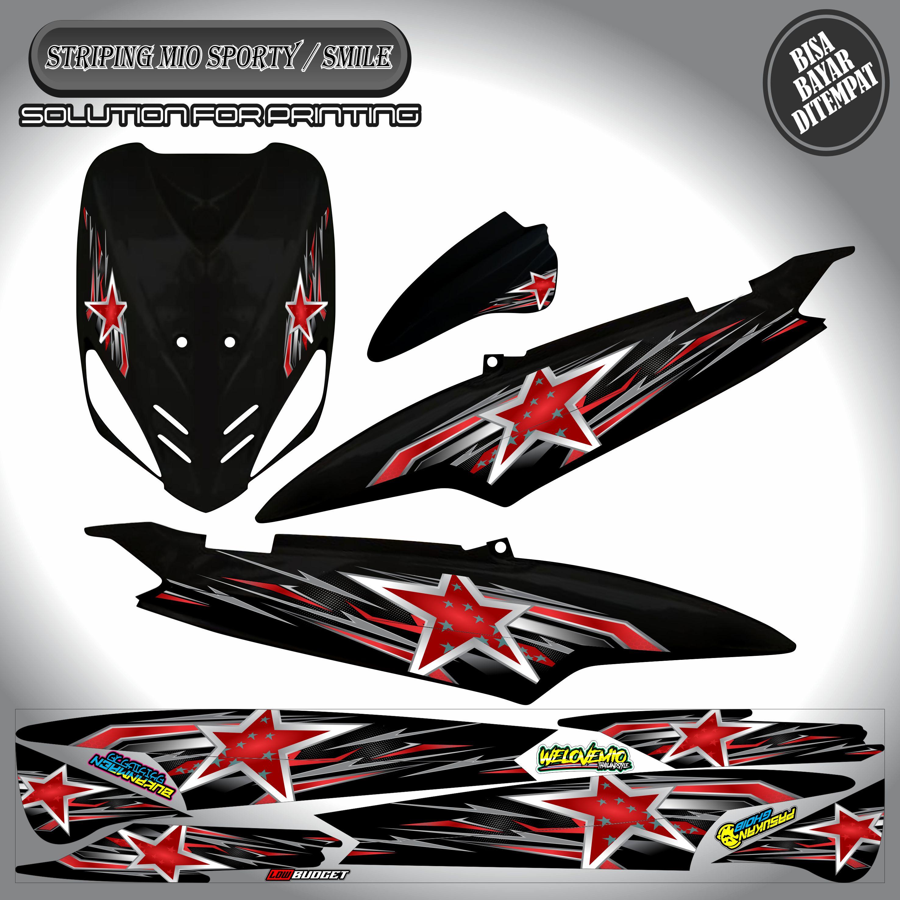 STRIPING VARIASI STICKER YAMAHA MIO SPORTY / MIO SMILE MITIF BINTANG KEREN SIMPLE MURAH Motorcycle