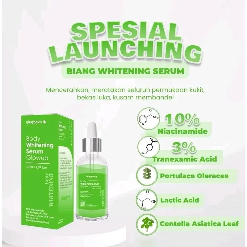 GLUGHAVA WHITENING BODY SERUM GLOW UP 100ML | MENCERAHKAN BADAN | PERAWATAN TUBUH 5