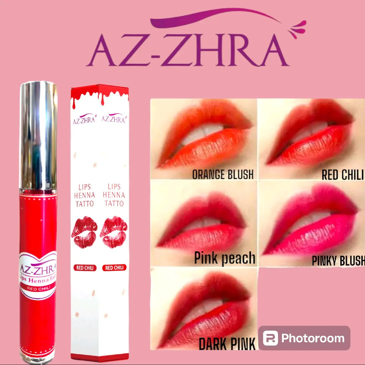 HENNA BIBIR LIPS TATTO AZ-ZHRA WATERPROOF PEEL OF TAHAN LAMA