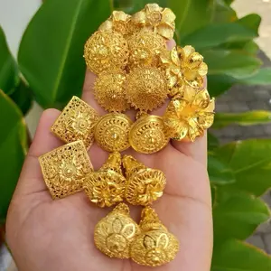 Subeng Alpaka Ukir Lapis Emas Tanpa Permata