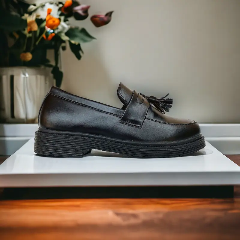 Sepatu Slip on Docmart Pria Marteen Pantofel Formal Kasual Hitam Kerja Resmi Kantor Kuliah Kondangan Laki Laki Cowok Kulit Original Terbaru Flat Shoes sol Karet 0