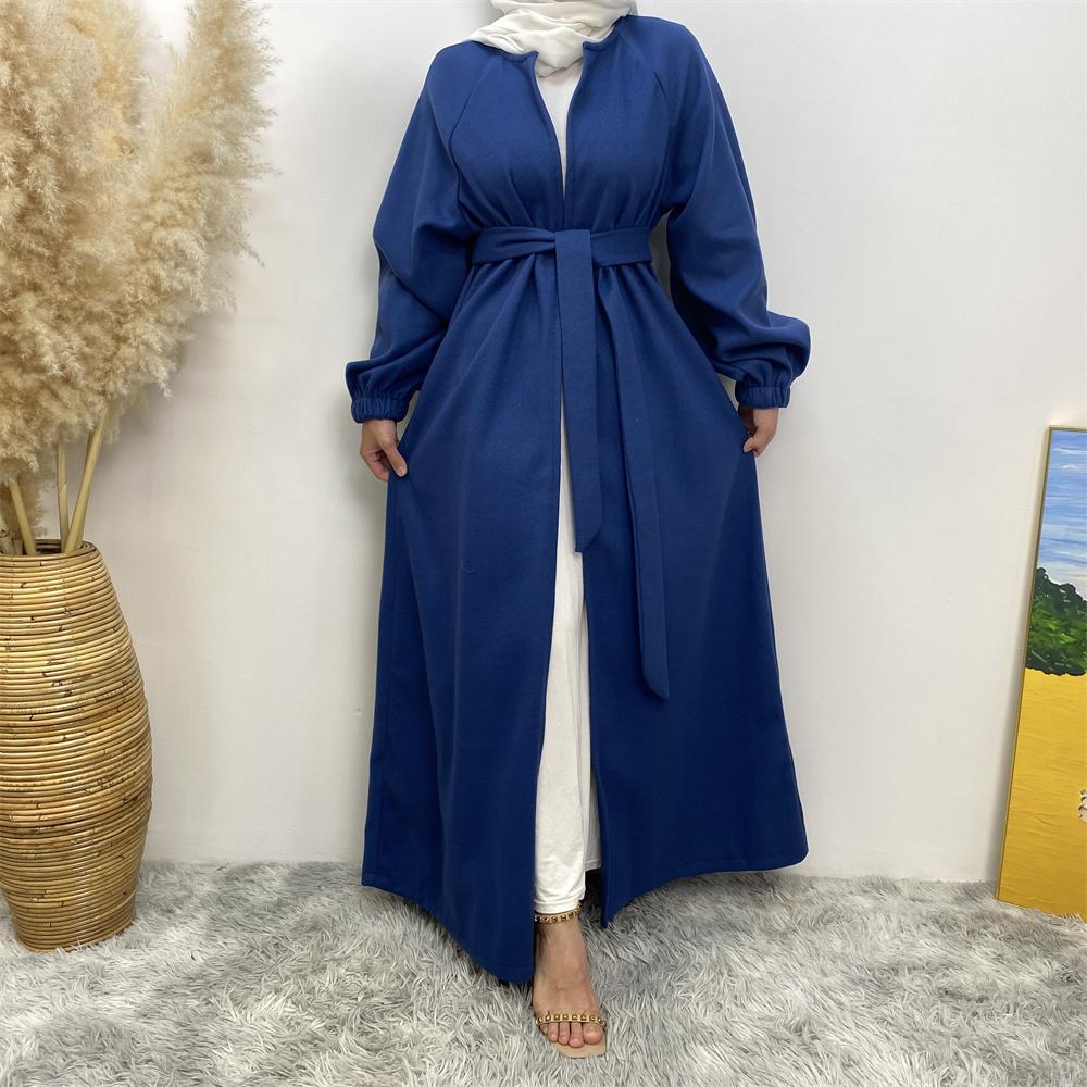 1995#  Long Winter cardigan Thick Polyester Coat 6 Colors Fall Collection - CHAOMENG MUSLIM SHOP