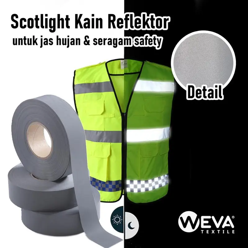 METERAN Scotlite Kain Reflective Pita Skotlet Untuk Jaket Jas Hujan dan Seragam Safety 0