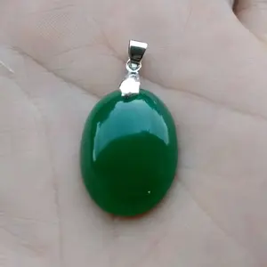 Liontin Bandul Gren kelsedon oksidian hijou DM 18×25