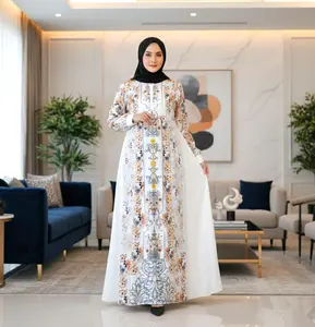 RAFASYA. - Nara Ethnic Abaya Turkey Wanita Kekinaian Mewah Motif Bunga Printing panjang 140cm all size