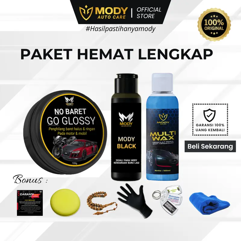 MODY Paket Hemat Penghitam Pengkilap Penghilang Baret Body Motor Mobil Dasboar Helm Kasar Permanent 0