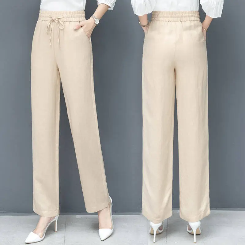 ZANA Jeans for Women Summer Ice Silk High Waist Pants Straight Loose Plus Size Pants Casual Women Jeans