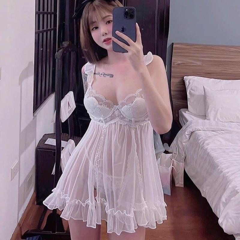 Vây 2 dây phối bèo tiểu thư xẻ tà trước sexy quến rũ -Yuly sp1949- 2