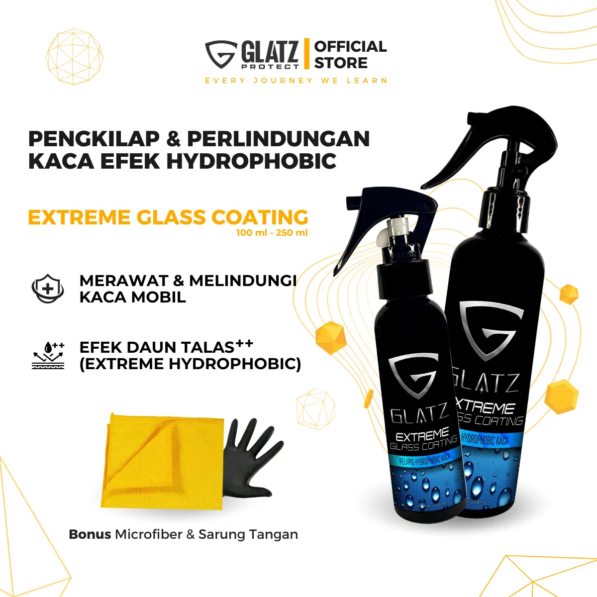 PEMBERSIH DAN PELAPIS KACA MOBIL ANTI JAMUR EFEK DAUN TALAS HYDROPHOBIC EXTREME GLASS COATING GLATZ pembersih  kacamobil
