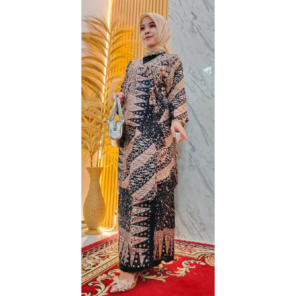 Stelan Ananta Rok Hitam gold PREMIUM Spesial VISCOSE ( SEMI SUTRA) 001 Muslim