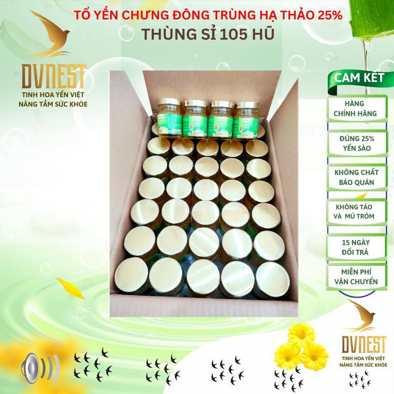  {Thùng Sỉ 105 Hũ x 70ml} Tổ Yến Chưng Đông Trùng Hạ Thảo 25% Yến Sào Thật. Thêm: Tổ Yến Chưng Đường Phèn.Tổ Yến Chưng Đường Kiêng. Tổ Yến Chưng Kids Vani. Yến Hũ Chưng Sẵn Tiệt Trùng Sử Dụng Ngay Khi Mở Lắp Thương Hiệu DVNEST Của Công Ty Yến Sào Đại Việt. 