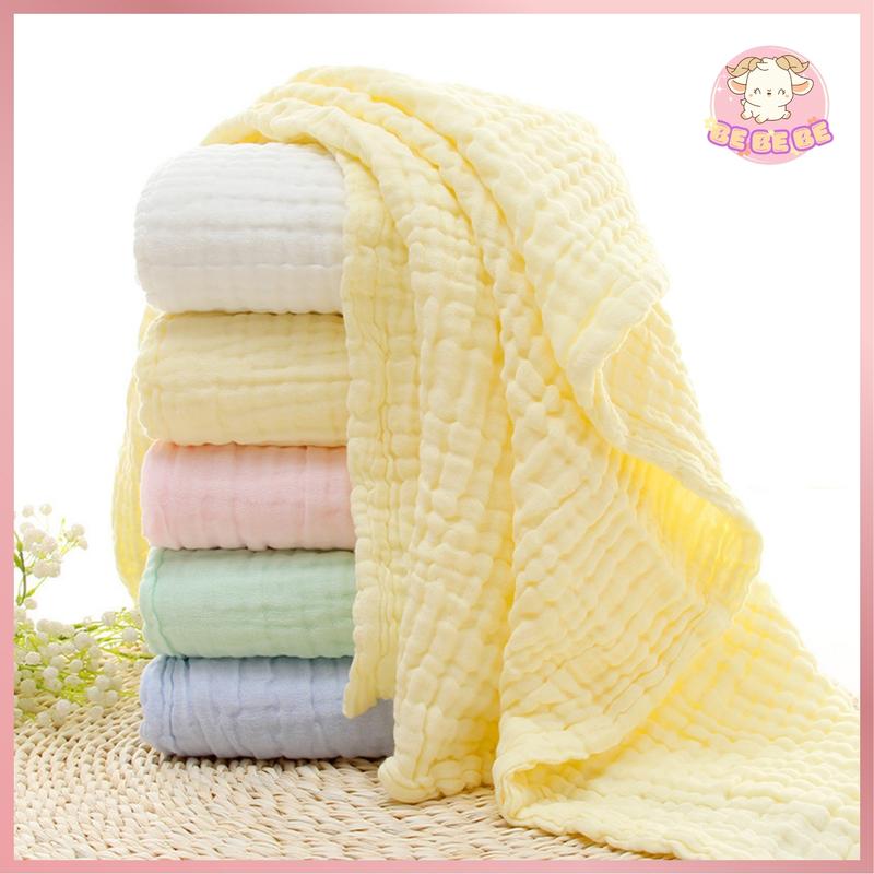  Khăn Tắm Cho Bé Màu Trơn 6 Lớp Mềm Mại Làm Chăn Và Khăn Quấn Bé Sơ Sinh Size 100x110cm 