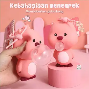 [Adventure Veria] Loopy Blow Bubbles Squishy Gantungan Kunci Tas Fidget Toys Penghilang Stres Mainan | Boneka Squishy Karakter Loopy