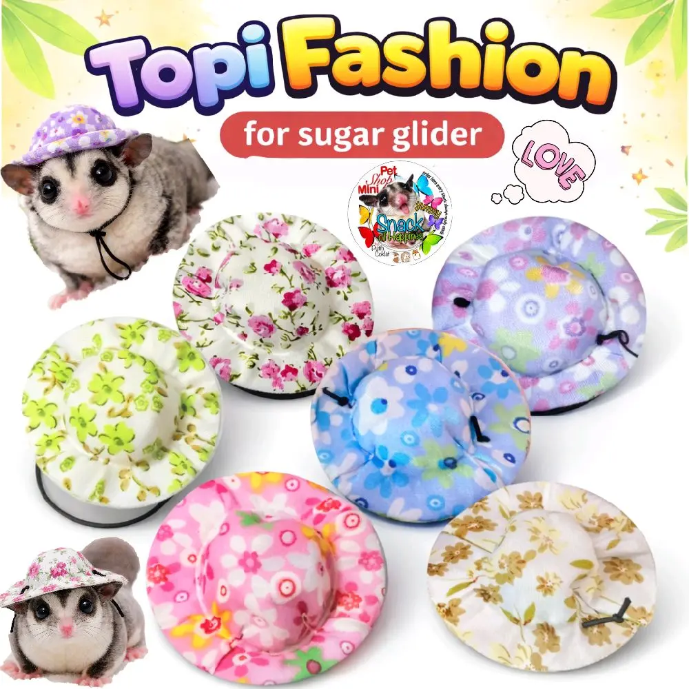 Topi Fashion untuk Hamster Sugar Glider Tupai Burung Aksesoris Hewan Kecil dengan Karet Hitam Warna Putih Hijau Pink Ungu Coklat Lingkar Kepala