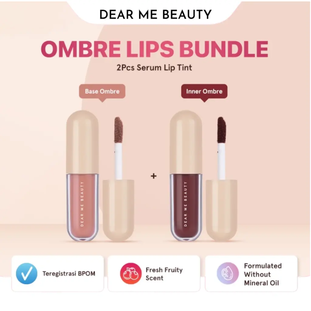DEAR ME BEAUTY Ombre Liptint Serum - Paket Ombre 2 pcs Lipstick Gloss Bibir Kosmetik