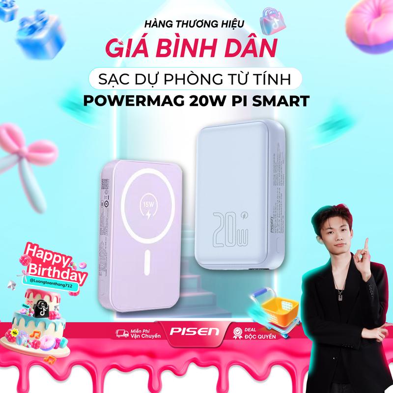   Deal Độc Quyền   PISEN  Sạc Dự Phòng Magsafe Siêu Nhỏ | Sạc Nhanh 2 Chế Độ 2 Cổng Sạc Nhỏ Gọn Bỏ Túi Dễ Dàng Mang Đi Phù Hợp Điện Thoại Android IOS | PISEN QUICK - PowerMag 20W Digital | TP-D111 | Bảo Hành 24 Tháng | Bảo Hiểm 2 Triệu Đô 