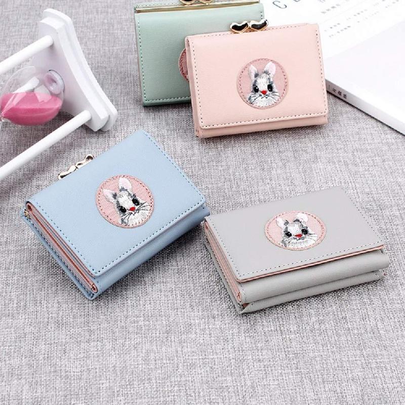 JIUFENG Dompet Pendek Wanita Dompet Serbaguna Hewan Bordir Billfold Pemegang Kartu Kredit 7